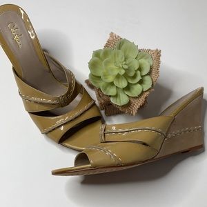 Cole Haan Patten Leather Wedge Sandals Sz: 10.5B